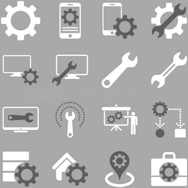 信息服務業務的選項與服務工具圖標集